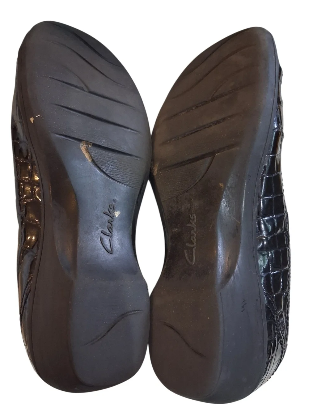 Clarks Black Croc-Pattern Slip-On Loafers